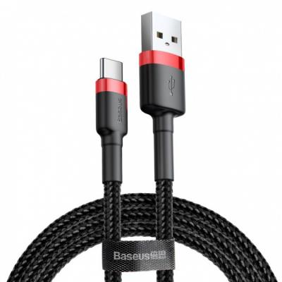 Kabel przewód USB Typ-C 50cm Baseus Cafule Quick Charge 3A z obsługą szybkiego ładowania - czerwono-czarny (CATKLF-A91)