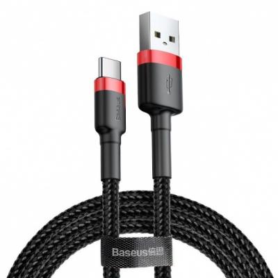 Kabel przewód USB Typ-C 300cm Baseus Cafule Quick Charge 2A z obsługą szybkiego ładowania - czarno-czerwony (CATKLF-U91)
