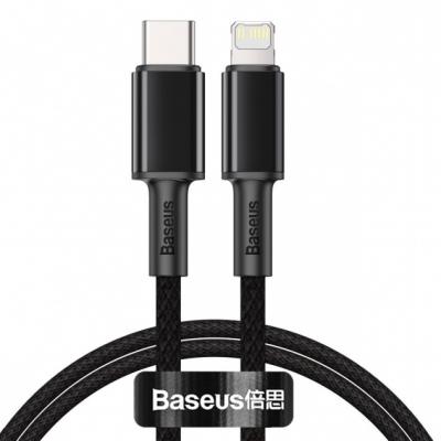 Kabel przewód USB TYP-C - Lightning / iPhone 100cm Baseus High Density Braided 20W, 5A, PD - czarny (CATLGD-01)