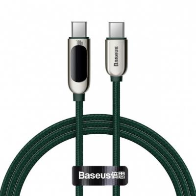 Kabel przewód USB Typ-C do Typ-C 200cm Baseus Display LCD Quick Charge 100W, PD z obsługą szybkiego ładowania - zielony (CATSK-C06)