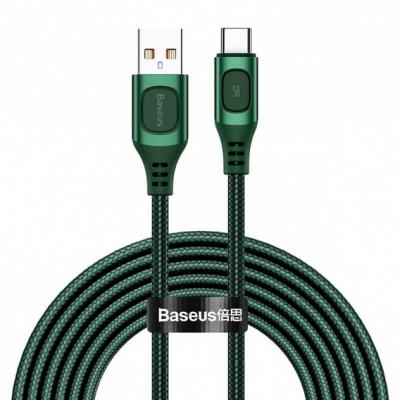 Kabel przewód USB Typ-C 200cm Baseus Flash QC 3.0, Huawei SCP, Samsung AFC, PD, 5A - zielony (CATSS-B06)
