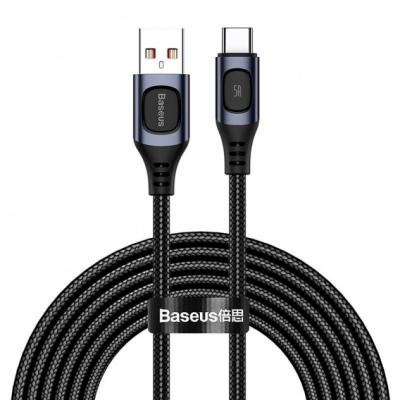 Kabel przewód USB Typ-C 200cm Baseus Flash QC 3.0, Huawei SCP, Samsung AFC, PD, 5A - szary (CATSS-B0G)