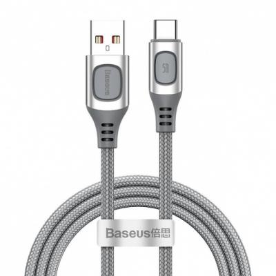 Kabel przewód USB Typ-C 100cm Baseus Flash QC 3.0, Huawei SCP, Samsung AFC, PD, 5A - srebrny (CATSS-A0S)