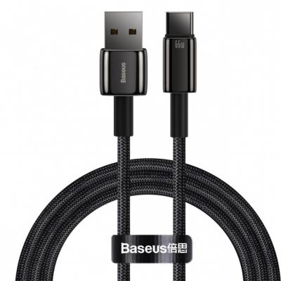 Kabel przewód USB TYP-C 100cm Baseus Tungsten Gold 66W, 11 V / 6 A - czarny (CATWJ-B01)