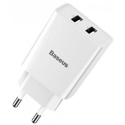 Ładowarka sieciowa Baseus 2x USB 2.1A 10,5W biały (CCFS-R02)