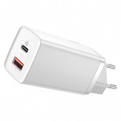 Ładowarka sieciowa Baseus GaN2 Lite 65W, USB / USB Typ-C Quick Charge 3.0 (azotek galu) biała (CCGAN2L-B02)