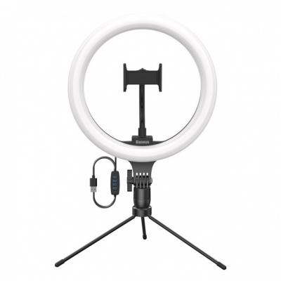 Fotograficzna lampa 10" Baseus ring flash pierścień LED do telefonu smartfona do zdjęć selfie filmów (YouTube, TikTok) + mini statyw czarny (CRZB10-A
