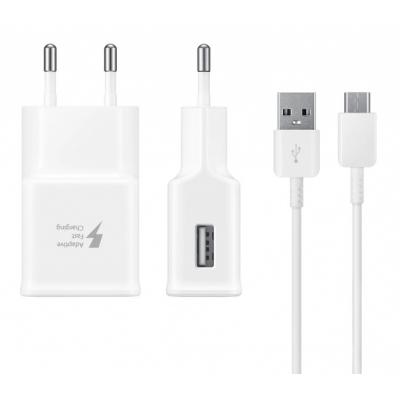 Samsung ładowarka sieciowa Super Fast Charge, AFC, USB-A 15W 2A biała + przewód USB TYP-C 1m (EP-TA20EWECGWW)