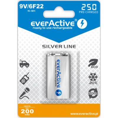everActive 6F22/9V R6 Ni-MH 250 mAh Silver line - opak. 1 akumulatorek - blister (EVHRL22-250)