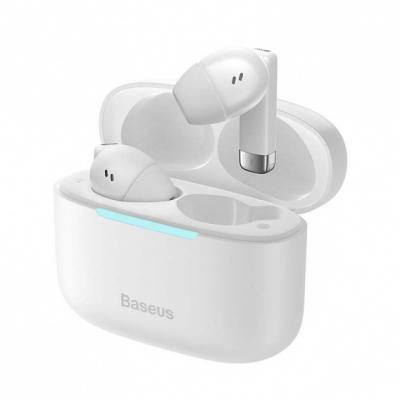 Słuchawki bezprzewodowe TWS Baseus Bowie E9, ładowanie indukcyjne, Bluetooth 5.3 - białe (NGTW120002)