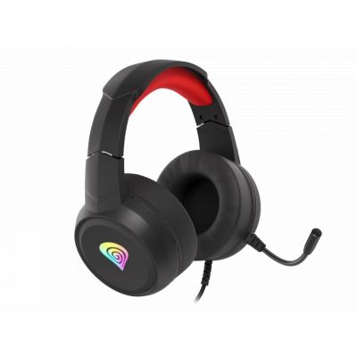 Genesis Neon 200 RGB Czarno-Czerwone, słuchawki dla graczy, stereo, NSG-1609