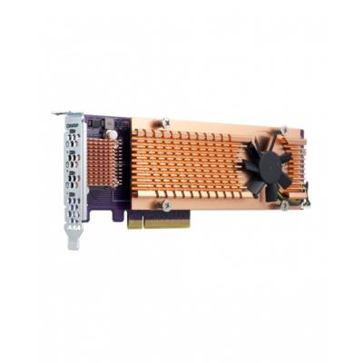 Qnap QM2-4P-384 Quad M.2 PCIe SSD expansion card; supports up to four M.2 2280 formfactor M.2 PCIe (Gen3 x4) SSDs; PCIe Gen3 x8