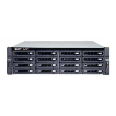 Serwer plików QNAP TS-h1683XU-RP-E2136-128G 16-bay, 3U, Intel Xeon E E-2136 6-core, 128 GB UDIMM DDR4, 2x10GbE SFP+, 4x1GbE, 4xPCIe, 6xUSB 3.2 Gen 2,
