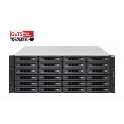 Serwer plików QNAP TS-h2483XU-RP-E2236-128G 24-bay, 4U, Intel Xeon E E-2236 6-core, 128 GB UDIMM DDR4, 2x10GbE SFP+, 2x10GbE, 4x1GbE 3.2, 5xPCIe, 2x8