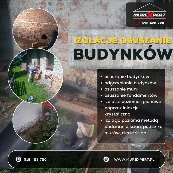 Drenaż fundamentów, osuszanie i izolacja piwnic - Małopolska i Śląsk