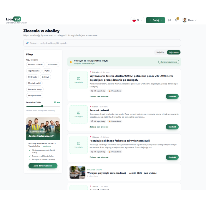LocaYo — usługi, zlecenia oraz wynajem sprzętu w Twojej okolicy