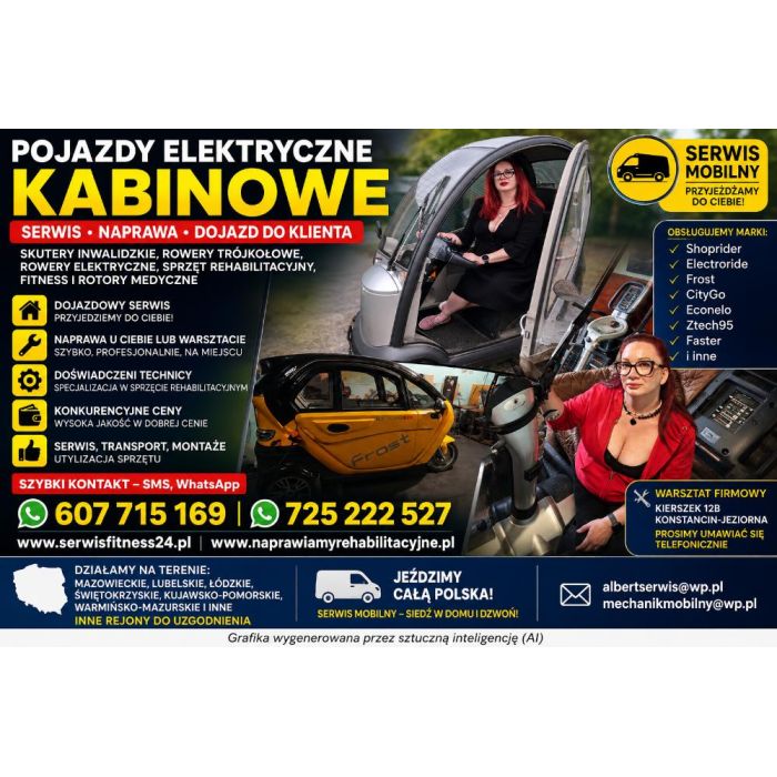 Serwis naprawa skuterów inwalidzkich SHOPRIDER, wózków, rotorów, MOBILNIE / POJAZDY ELEKTRYCZNE KABINOWE