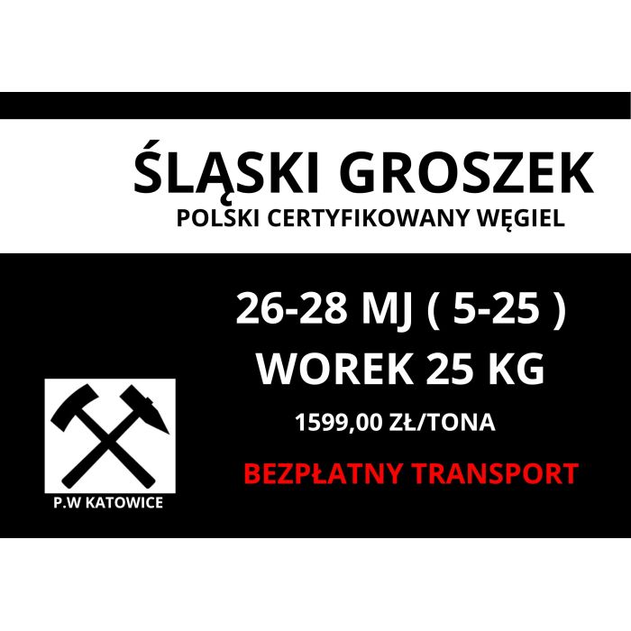 Polski Węgiel Groszek Certyfikowany 26-28 MJ - BEZPŁATNA DOSTAWA