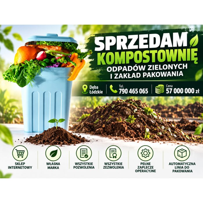 Sprzedam kompostownię odpadów zielonych i zakład pakowania - firma na sprzedaż