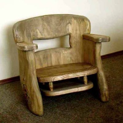 Oryginalny fotel, ręcznie rzeźbiony, wykonany z pnia