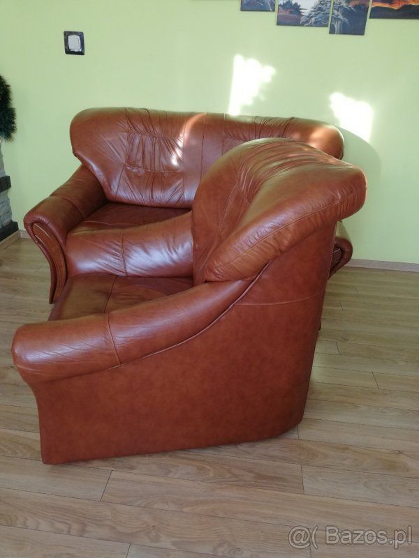 Sprzedam Skórzany Komplet - 2 Fotele i Sofa
