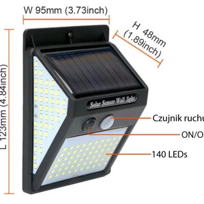 Solarna lampa zewnętrzna LED na czujnik ruchu