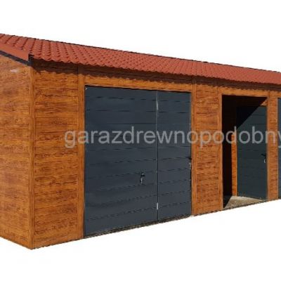 Garaż blaszany drewnopodobny 9x5
