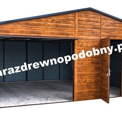 Garaż blaszany drewnopodobny 7x6