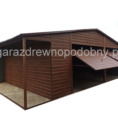 Garaż Blaszany Drewnopodobny 6x5+1m wiaty