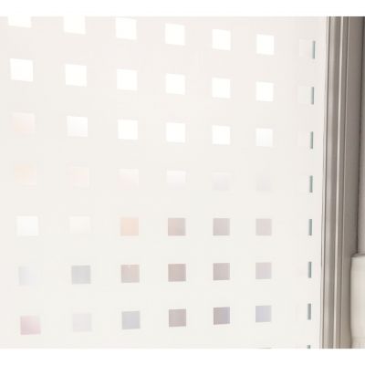 Folia statyczna dekoracyjna na okno, biała witraż karo