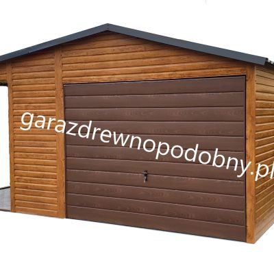 Garaż blaszany drewnopodobny 4x6 + 1m wiaty