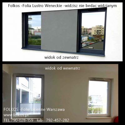 Lustro weneckie na okna w mieszkaniu- Folia wenecka 35, folia 270, folia 285 Warszawa -Oklejanie szyb