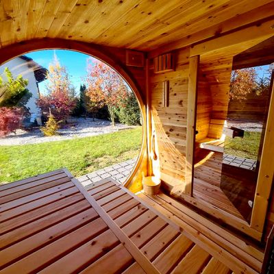 Sauny ogrodowe Owalne Panoramiczne Sauna Beczka