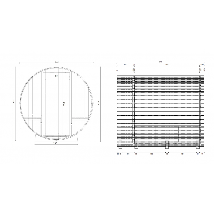 Sauna Beczka ogrodowa okragla Malmö Ø2.2x2,7m ganek piec