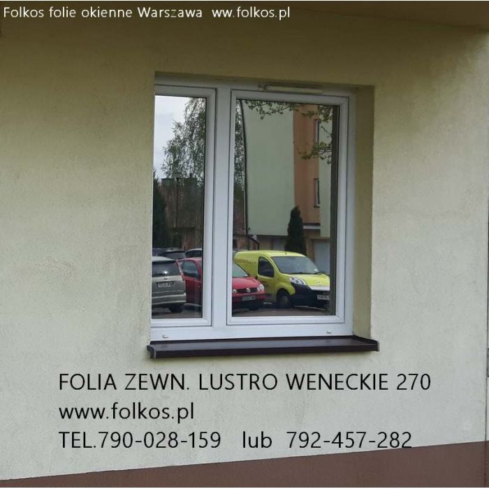 Folia lustro weneckie na okna Warszawa -Folia lustro 285, 270, 35 -Oklejamy