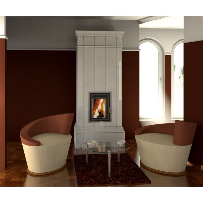 Zdrowy piec kaflowy nowej generacji z widokiem ognia.