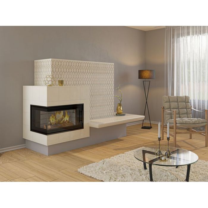 Zdrowy piec kaflowy nowej generacji z widokiem ognia.