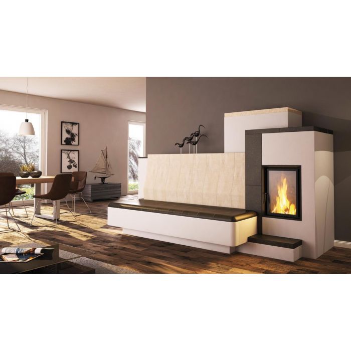 Zdrowy piec kaflowy nowej generacji z widokiem ognia.