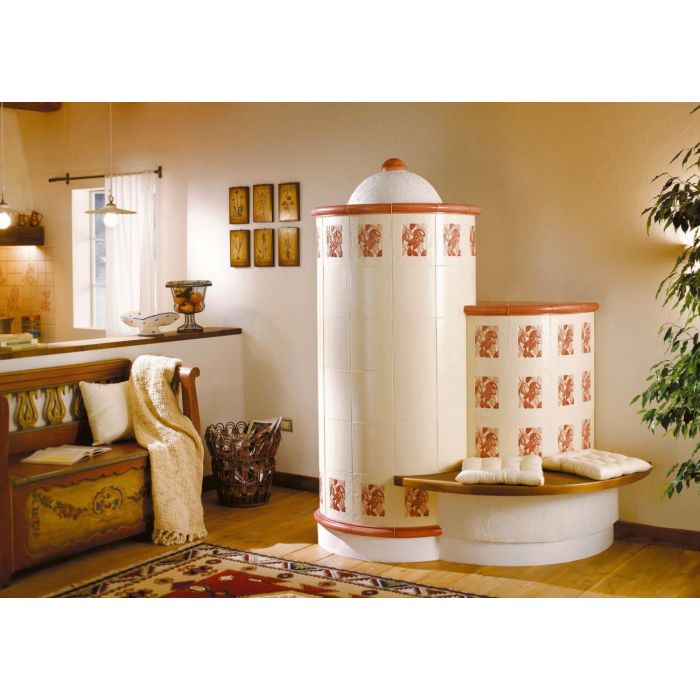 Zdrowy piec kaflowy nowej generacji z widokiem ognia.