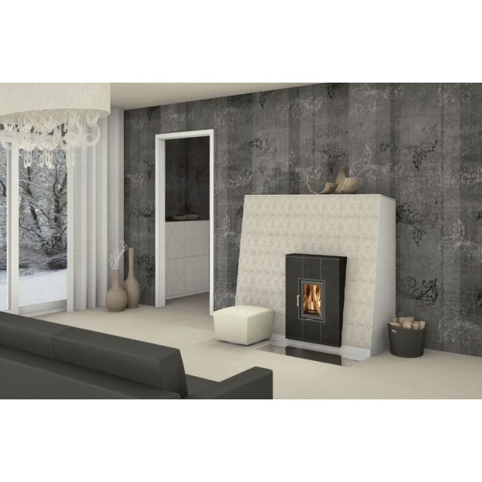 Zdrowy piec kaflowy nowej generacji z widokiem ognia.