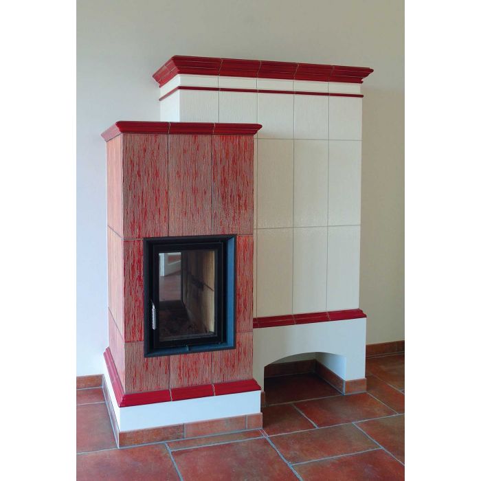 Zdrowy piec kaflowy nowej generacji z widokiem ognia.