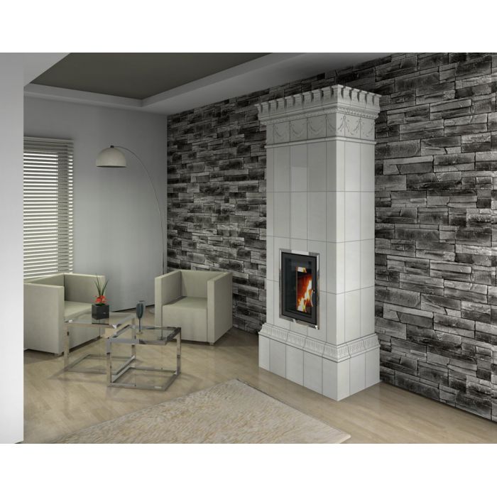 Zdrowy piec kaflowy nowej generacji z widokiem ognia.