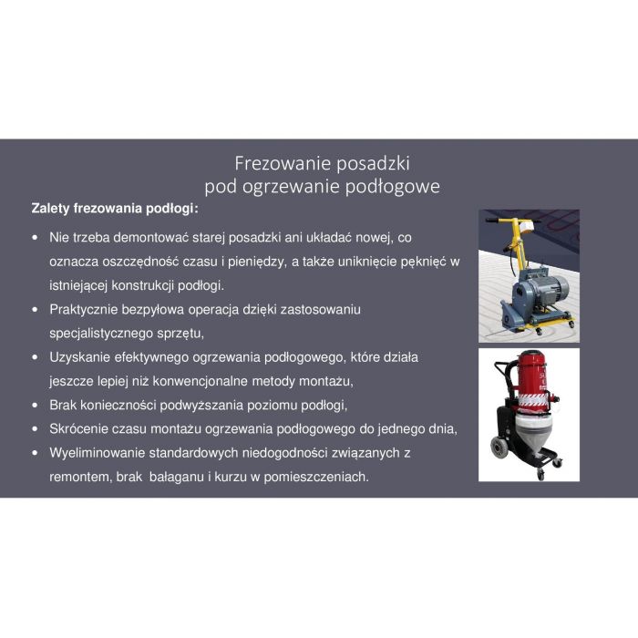 Frezowanie posadzki pod ogrzewanie podłogowe