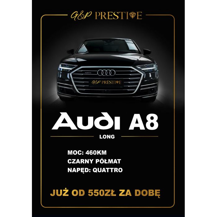 wynajem samochodów wypożyczalnia aut Audi A8 hybryda wynajem Łódź