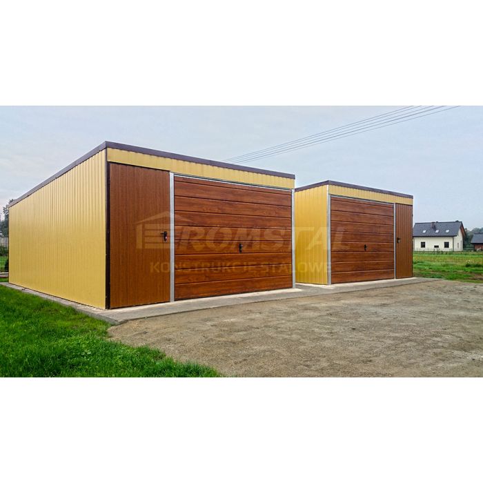 Garaż Blaszany z dachem Jednospadowym 4x6m w kolorze ŻÓŁTYM - Wiata - Hala - Magazyn - Garaże - Romstal