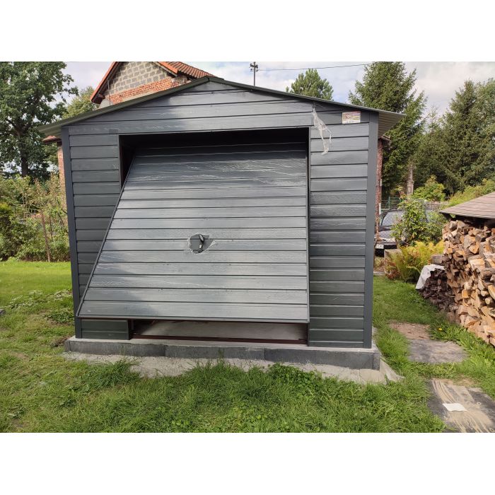 Garaż Blaszany z bramą oraz drzwiami - jednospadowy 6x5 - GrzywStal