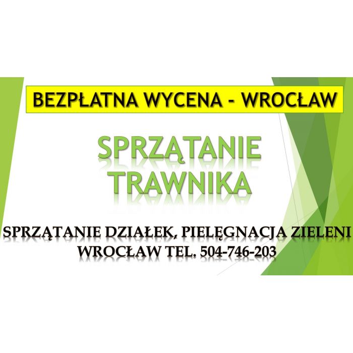 Sprzątanie trawników, tel. 504-746-203. Wrocław, cena, trawnika, terenów zielonych, posprzątanie