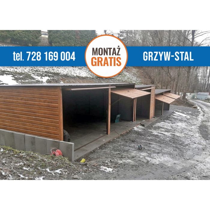 Garaż Blaszany Złoty Dąb 6x6m - Garaż ze spadkiem na tył - Grzywstal