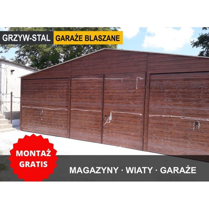 Garaż Blaszany Dwuspadowy ORZECH 9x6m - Magazyn Gospodarczy , Wiata - GrzywStal