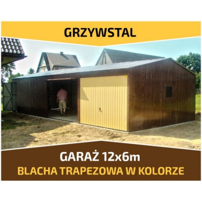 Garaż Blaszany 12x6 wraz z bramami i drzwiami - GRZYWSTAL